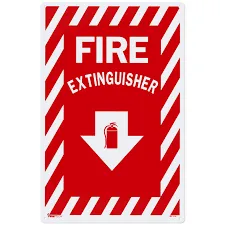 [Adhesive Arrow Sign 8X12] 8 X 12 Vinyl Adhesive Fire Extinguisher Sign