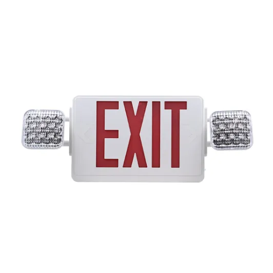 [LPI-ELED4] Red LED Exit Sign & E Light Combo with Battery Backup Universal Mount (White)