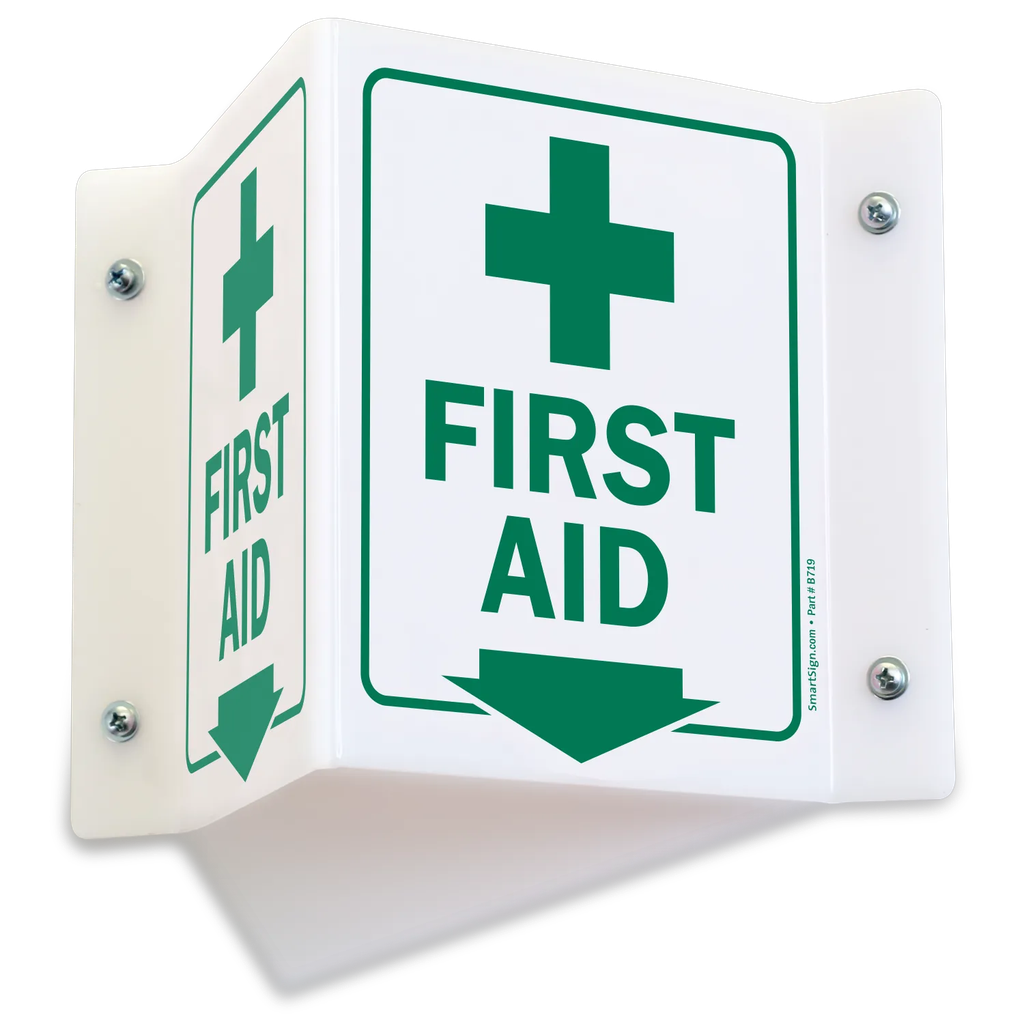 [SIGN3DFIRSTAID] 3D Plastic First Aid Sign Green Lettering